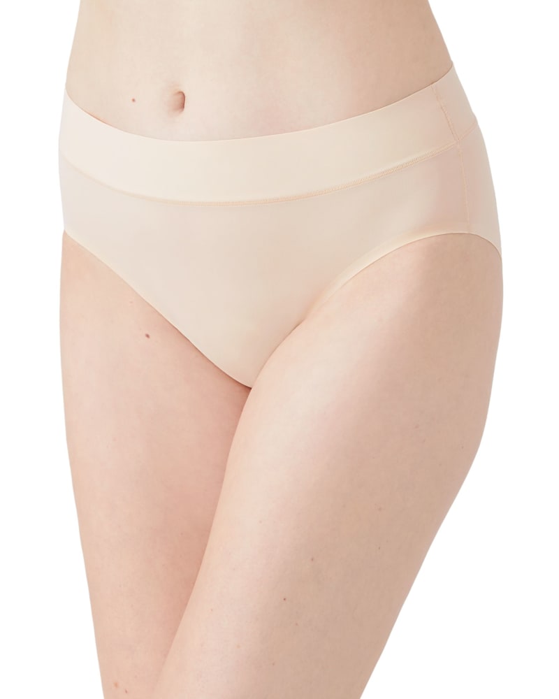 Front of a model wearing a size 2XL At Ease Hi Cut in Sand by Wacoal. | dia_product_style_image_id:302523